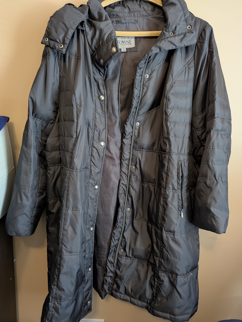 Women's Long Hooded Black Puffer Coat
